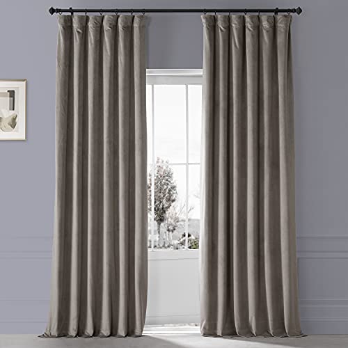 Image of HPD Half Price Drapes Signature Plush Velvet Blackout Curtains for Bedroom (1 Panel), 50W X 84L Hotel Black Out Curtains for Living Room, Thermal Insulated Blackout Curtains for Windows, Library Taupe