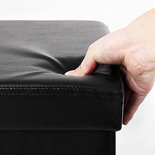 Pouf de rangement rembourré en cuir imperméable salon chambre bureau - 3