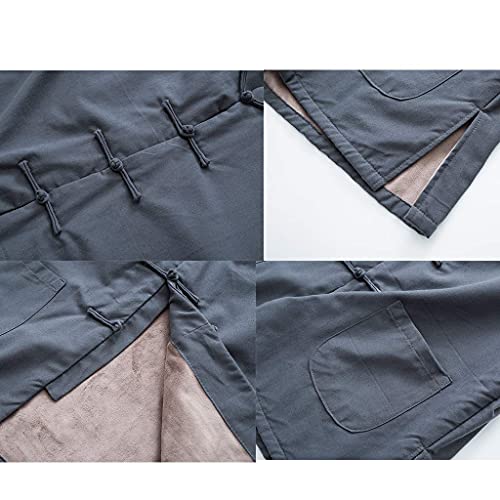 Winter Thick Tang Suit Jackets Baggy Cotton Coats Men Warm Tai Chi Uniform Chinese Kung Fu Clothing black-M4