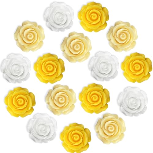 15 pcs - Cute Flower Magnet, Yellow Rose Magnet for Fridge and Locker, Whiteboard and Decorative (15 pcs - Rose - Yellow)