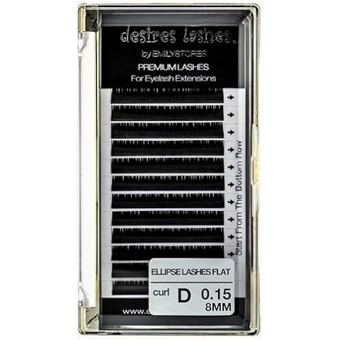 DESIRES LASHES By EMILYSTORES Ellipse 0.15mm Thickness D Curl Length 8mm Flat Shaped Volume Eyelash Extensions Single Size In 1 Tray Silk Faux-Mink Fake Eye Lashes Cover