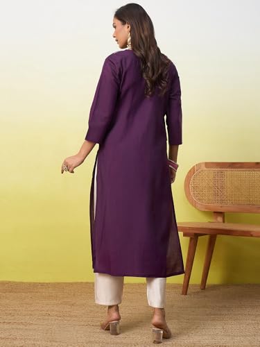 Image of Women's Silk Blend Embroidery Straight Kurta | Ethnic Kurtas for Women | Kurtis for Women Festive, Casual Office Wear Ethnic Kurta for Women