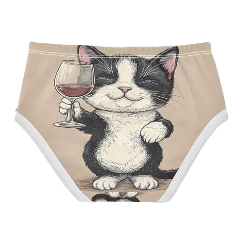 Cute Black and White Cat Holding Wine Glass Toddler Girls's Underwear 2T 202b88262