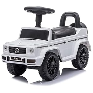 Best Ride On Cars Kids Outdoor Stroller Mercedes G-Wagon Push Car with Working Lights, Horn, and Music for Ages 1 to 3 years, White