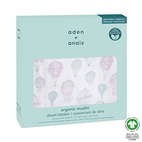 Image of aden + anais 100% Organic Cotton Muslin Baby Blanket Crib Bedding for Newborn Baby and Toddler, Nursery Blanket for Boys and Girls, Baby Registry and Shower Gift - Above The Clouds