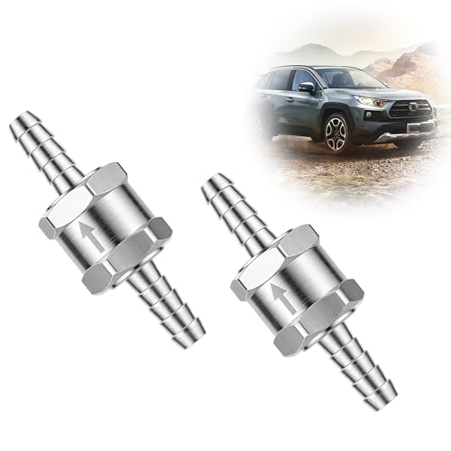2 Pcs Anti-Retour de Carburant 8mm en Aluminium, Valve Anti-Retour Essence Diesel, Clapet de Carburant Universel pour Voiture Moto Bateau Huile Eau