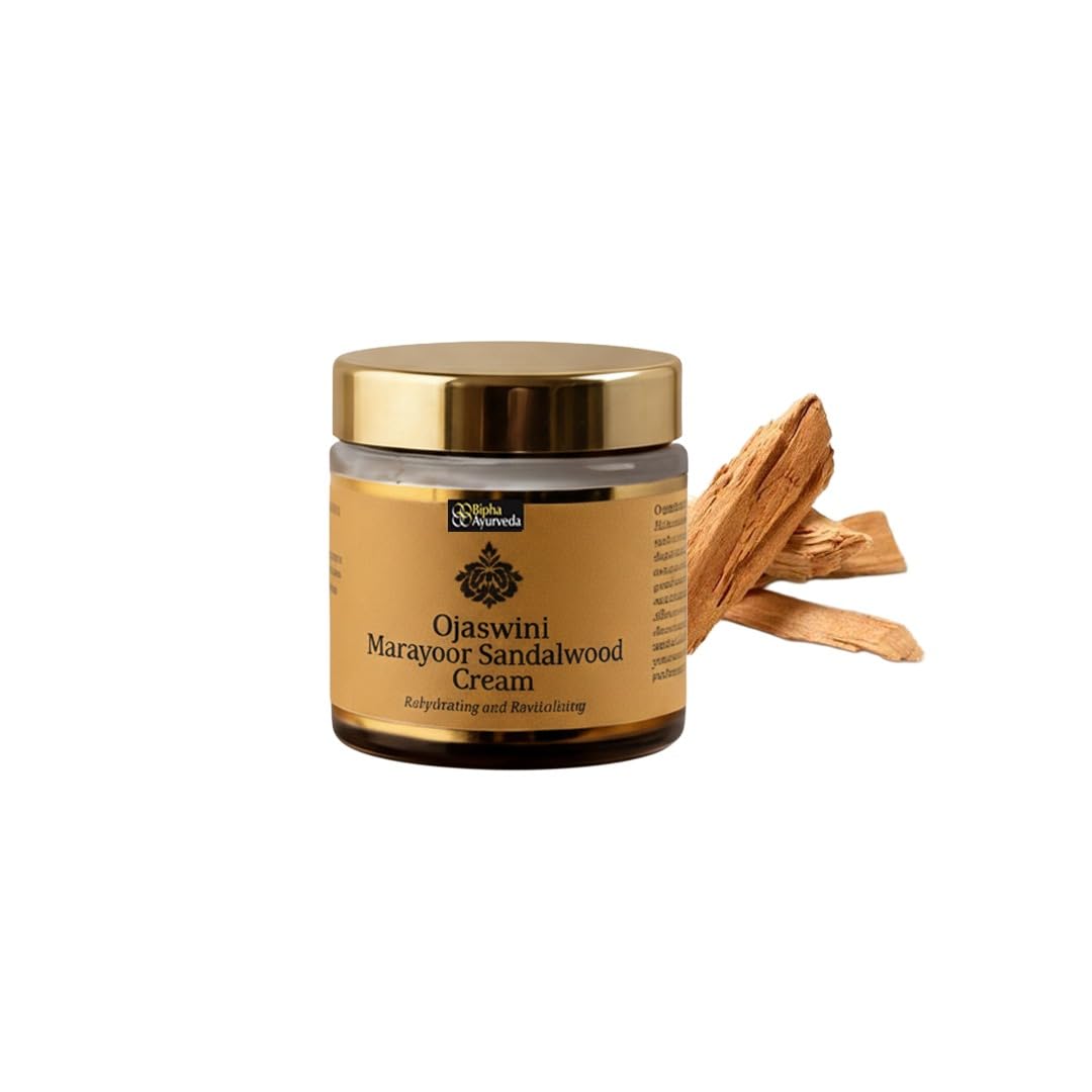 Sponsored Ad - Bipha Ayurveda Ojaswini Marayoor Sandalwood Day Cream | Moisturizing Face Cream with Almond Oil, Vitamin E & Sandalwood Oil | Fights Tan, Wrinkles & Pigmentation | For All Skin Types | 75g