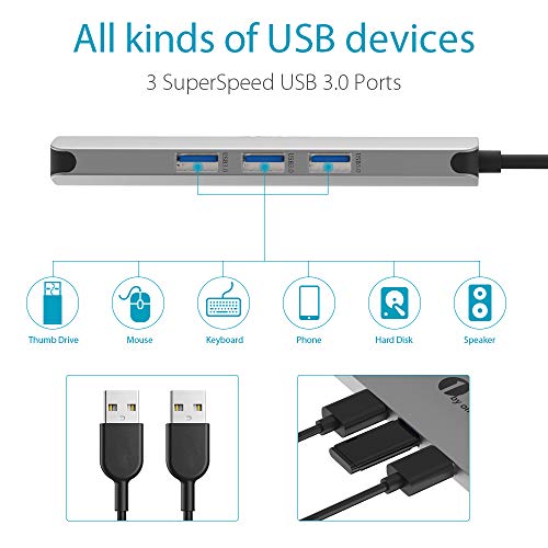 1byone USB C Hub USB C Adapter 9 in 1 with USB-C Charging, Port of Mic/Audio, 3 USB 3.0 Ports, HDMI, SD, Micro SD Compatible for MacBook Pro, Surface Pro,Notebook PC, USB Flash Drives and More - Thumbnail 6