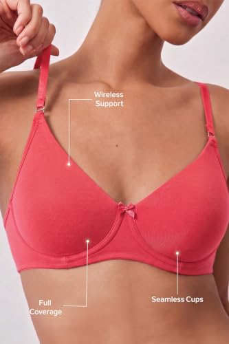Image of Van Heusen Women's Everyday Cotton Bra|Medium Coverage|Non Padded|Non Wired|Seamless Moulded Cups|Anti Bacterial Tech| Keeps you Fresh|Sweat Absorbent|No Slip Soft Straps|Detachable Straps|Style 11001