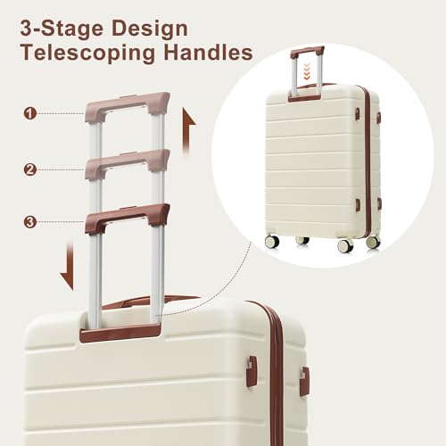 Image of Hardside Luggage Sets, Lightweight Suitcase with Spinner Wheel, Ivory