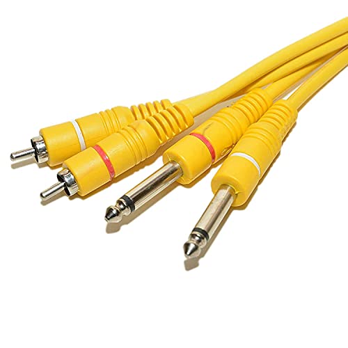 Image of HAKUHO 6.35mm (1 /4-inch) Dual Mono P38 Male to 2 RCA Male Audio Cable - 1.8 Meter - Yellow - For Guitar, Amplifier & Professional Audio Equipment