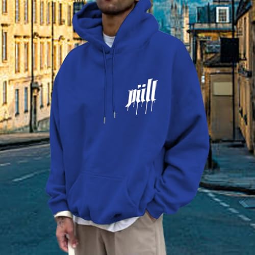 Mens Hoodies Pullover - Long Sleeve Oversized Letter Print Sweatshirt,Fall Winter Sweater Fashion Top3