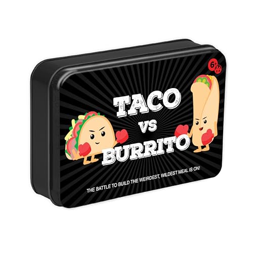 Image of Taco vs Burrito Collectors Tin - The Wildly Popular Surprisingly Strategic Card Game Created by a 7 Year Old - 5 Ways to Play - Fun Family Games for Kids and Adults, Game Night, Travel Games