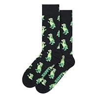 Happy Socks Novelty Dinosaur Print Socks Cute Funny Dino Socks (4-7, Green)