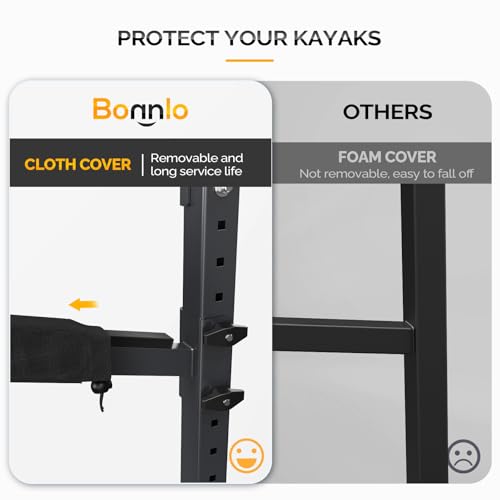 image for Bonnlo Kayak Storage Rack - Adjustable Heavy Duty Rack for 4 Kayaks or