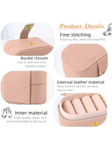 Image of Cortina Pu Leather Small Jewelry Box, Travel Portable Jewelry Case For Ring, Pendant, Earring, Necklace, Bracelet Organizer Storage Holder Boxes - Beige