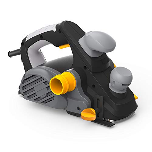 Elektrischer Handhobel, JELLAS 850W Hobel mit 16000 U/min, 82 mm Breite und 3 mm Tiefe, 2 Antriebsriemen, Kohlebürsten und zwei umkehrbare HSS-Klingen, Elektrohobel, doppelte Lebensdauer