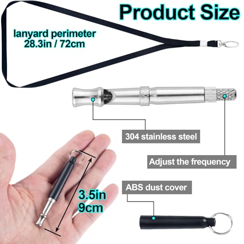 3 Stück Hundepfeife Rütter Rückruf, Hundepfeife Hochfrequenz Lautlos, Metall Hundepfeifen, Einstellbar Erziehungshilfen für Hunde, mit Lanyard für Hören Sie Auf Zu Bellen und Trainieren Sie Ihren Hund