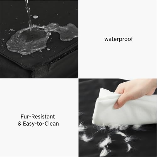 Image of LE SURE Outdoor Waterproof XL Dog Bed,Orthopedic Pet Mat,44x32In | Crate Pad for Dogs with Oxford Fabric Surface,Removable Washable Cover,Egg Foam Kennel Pads,Non slip Bottom,Black