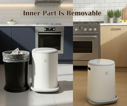 Image of Kriva Plastic Pedal Dustbin with Soft Close Lid | Compact Garbage Bin for Bathroom, Kitchen & Office | Modern Design Anti Slip Base Trash Can(Grey Lid & Base)