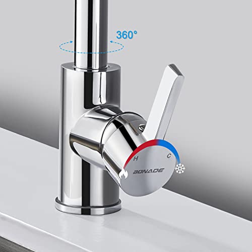 (3 Schläuche) Niederdruckarmatur, Einhebel Niederdruck Armatur Küche mit 360° Drehbar Auslauf für Küche & Waschbecken, Spültischarmatur für drucklose Boiler, Chrom - Image 6