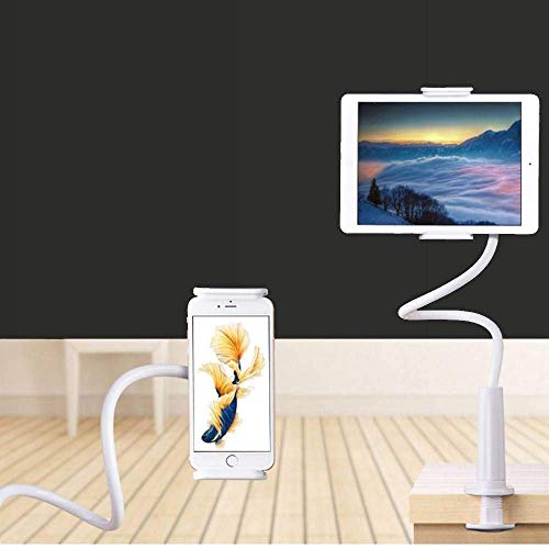 Image of Shahn Tabletop Gooseneck Flexible Clip Lazy Arm Bracket for Both Mobiles and Tablets /iPad /Kindle (Black)