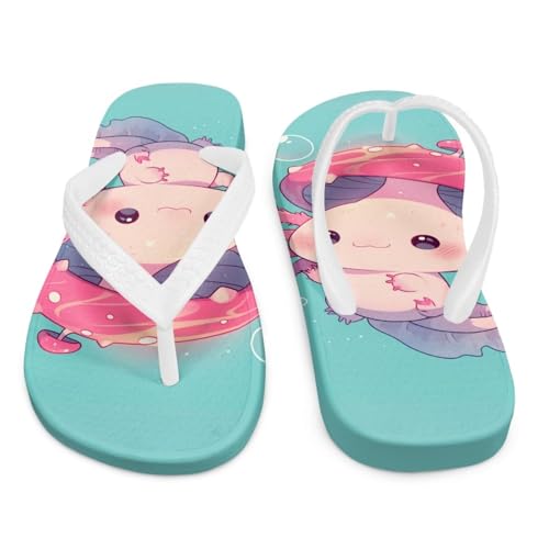 Neon Axolotl Print Little Girls Sandals Summer Flip Flops Causal Slip on Thong Sandals Kids Shower Shoes for Indoor Outdoor3