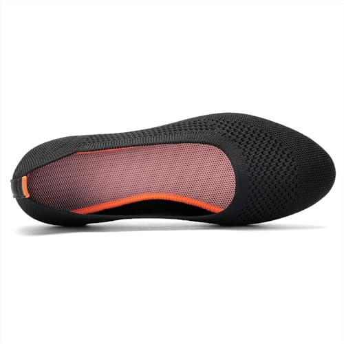 Image of Puxowe Women's Ballet Flats Breathable Knit Slip On Comfortable Round Toe Walking Shoes with Arch Support Insole for Work