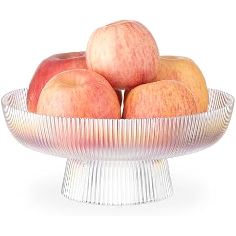 Navaris Fluted Rainbow Glass Fruit Bowl Cover