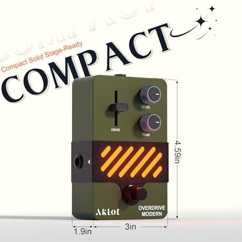 Image of AKLOT Modern Overdrive Guitar Pedal: From Light Breakup to Rich Saturated Drive, Dynamic Touch-Responsive Overdrive, Gain & Tone Controls, Mini Electric Guitar Pedal with True Bypass, NEON Torque