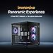 Iota C70 BK Mid-Tower Computer PC Gaming Case,Pre-Installed 6 ARGB Fans with Fan Hub,Real-Time Temp Digital Display,Large Capacity,Panoramic View,Quick-Release,Heavy Process,Type-C 3.1*1,USB 3.0*2