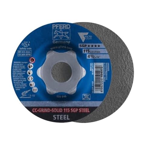 Pferd Grinding Disc, Cc-Grind-Solid, 4-1/2 Inch X 7/8, Sgp Steel Victograin, Ceramic Cover
