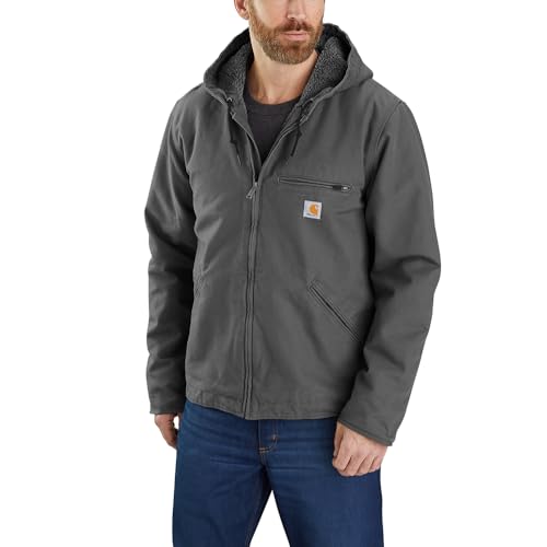 Carhartt mens Relaxed Fit Washed Duck Sherpa-Lined Jacket Work Utility Outerwear