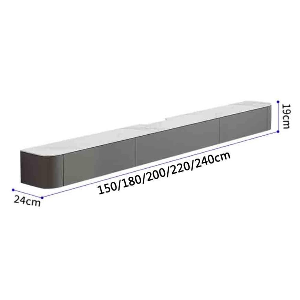 Consola de televisión Soporte flotante for TV con espacio de almacenamiento, consola multimedia montada en la pared escritorio tablero roca for debajo del televisor, estilo moderno(Blanco,150x24x19cm)