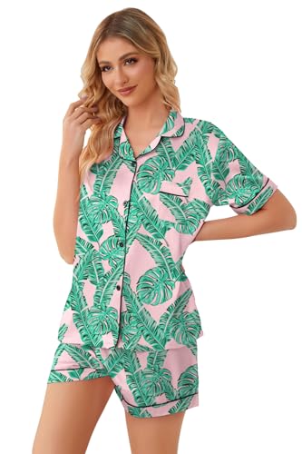 Image of Girls & Womens Satin Pajamas Set, Silk Button-Down Sleepwear 2 Piece Nightwear, 3 Years - Women XXL