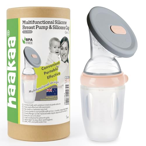 Image of haakaa Gen.3 Manual Breast Pump with Silicone Cap Multifuctional Silicone Breast Pump Breast Milk Collector Breast Milk Catcher Breast Milk Saver for Breastfeeding, BPA Free (8oz/250ml, Peach)