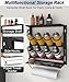 Waaliji Spray Paint Can Holder with Paper Towel Holder for Home Garage Organizer, Wall Mount Paint Bottle Tool Utility Storage Rack with 8 Holes & 2 Shelf for Shop, Black