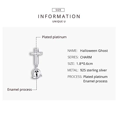 Halloween Ghost Charm Skull Charm 925 Sterling Silver Black Cat,Haunted House, Pumpkin Charm Fit Pandora Style Bracelet,Gifts for Halloween2