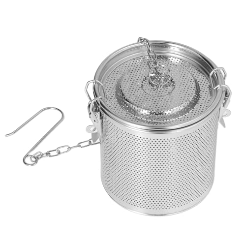 Bolsa de condimento de acero inoxidable, filtro de especias multiusos, colador de condimentos, malla fina, hojas sueltas, con cadena colgante para cocinar sopa y salsa (1. encendido)