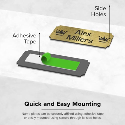 Image of Engraved Name Plate, Personalized Name Plaque - 2x6 Inch, 18 Colors, 72 Icons, 4 Corner Styles, 12 Fonts Styles, 5 Mounting Options - Made by My Sign Center, USA (Iconic)