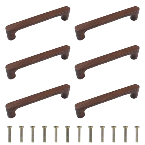 MOROBOR 木製引き出し取っ手 6個パック ヴィンテージキャビネット 穴間隔126mm/4.96インチ 信頼性の高いU字型クローゼット金具 ドア/キッチンキャビネット/ドレッサー用