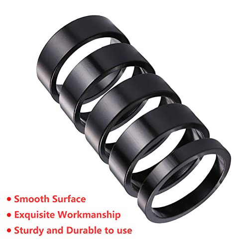 Saipe 9Pcs Aluminium Alloy Bicycle Headset Spacer 1-1/8 Inch 28.6Mm Bicycle Front Fork Stem Spacers Kit 2Mm, 3Mm, 5Mm, 10Mm With Stem Top Cap, Long Bolt, Headset Star Nut For Mtb Bmx Road Bike (Black) #TOP2