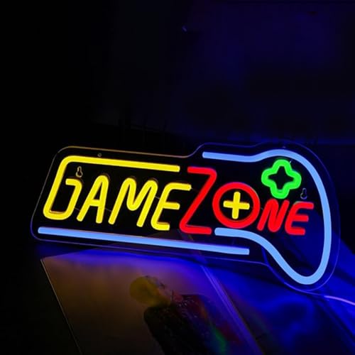 Image of LED Game Sign Game Zone Neon Signs Gaming Room Wall Art Decor Man Cave Lights Signs Gamer Home Bedroom Decoration USB Powered Brightness Adjustable