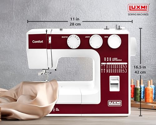 Image of Comfort Automatic Zig-Zag Electric Sewing Machine || 23 Built-In-Stitches || 31 Stitch Function (2 Colour Options) With Complementary Video Lessons (Maroon)