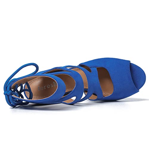 Image of fereshte Women's Lace-Up Gladiator Sandals, Block Heel Open Toe Strappy Shoes