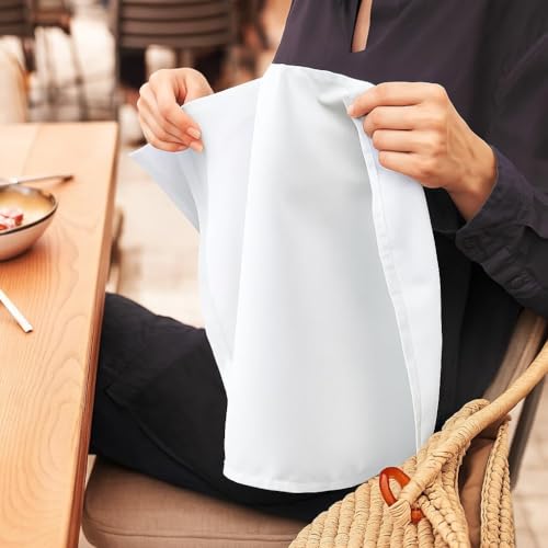 Image of 100% Cotton Dinner Napkins (Set of 6) - 12x12 Inch Premium Sateen Weave - 300 TC Soft, Reusable & Durable Table Napkins - White