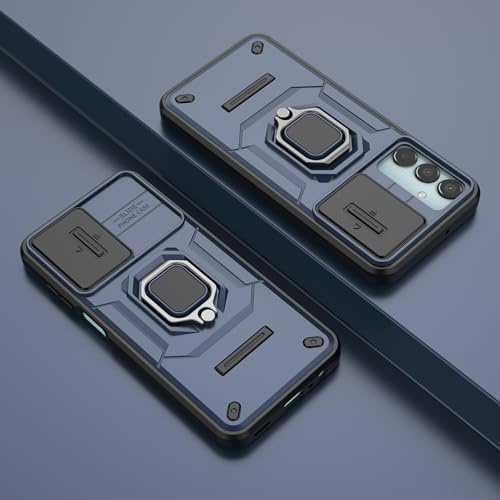 Image of Thermoplastic Polyurethane Camshield Pro Case With Slide Camera Protection And Ring Stand Bumper Back Case Cover For Samsung Galaxy M15 5G / F15 5G (Blue)