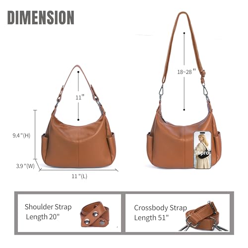 Image of Genuine Leather Purses for Women Hobo Crossbody Bags Casual Work Shoulder Bag with Adjustable Strap