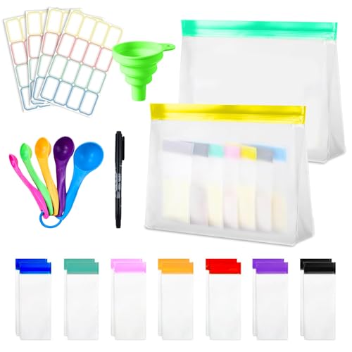 MCTNCT 27 PCS Juego de Recipientes de Viaje de Proteínas en Polvo Contenedores de Viaje Portátiles Impermeables Reutilizables con Embudo y Cuchara para Entrenamiento, Fitness, Viajes, Viajes de
