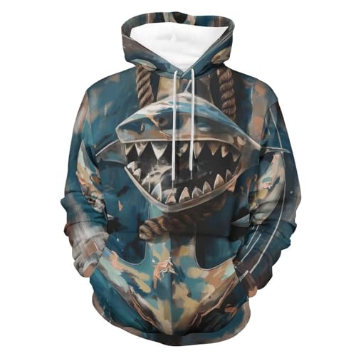Sweat à capuche requin bleu contre le froid, taille S unisexe